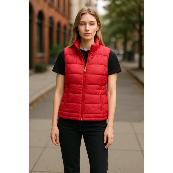 2/$30 LL BEAN Goose Down Puffer Vest Size S Quilted Fuchsia Pink Pockets Zip - Picture 8 of 8